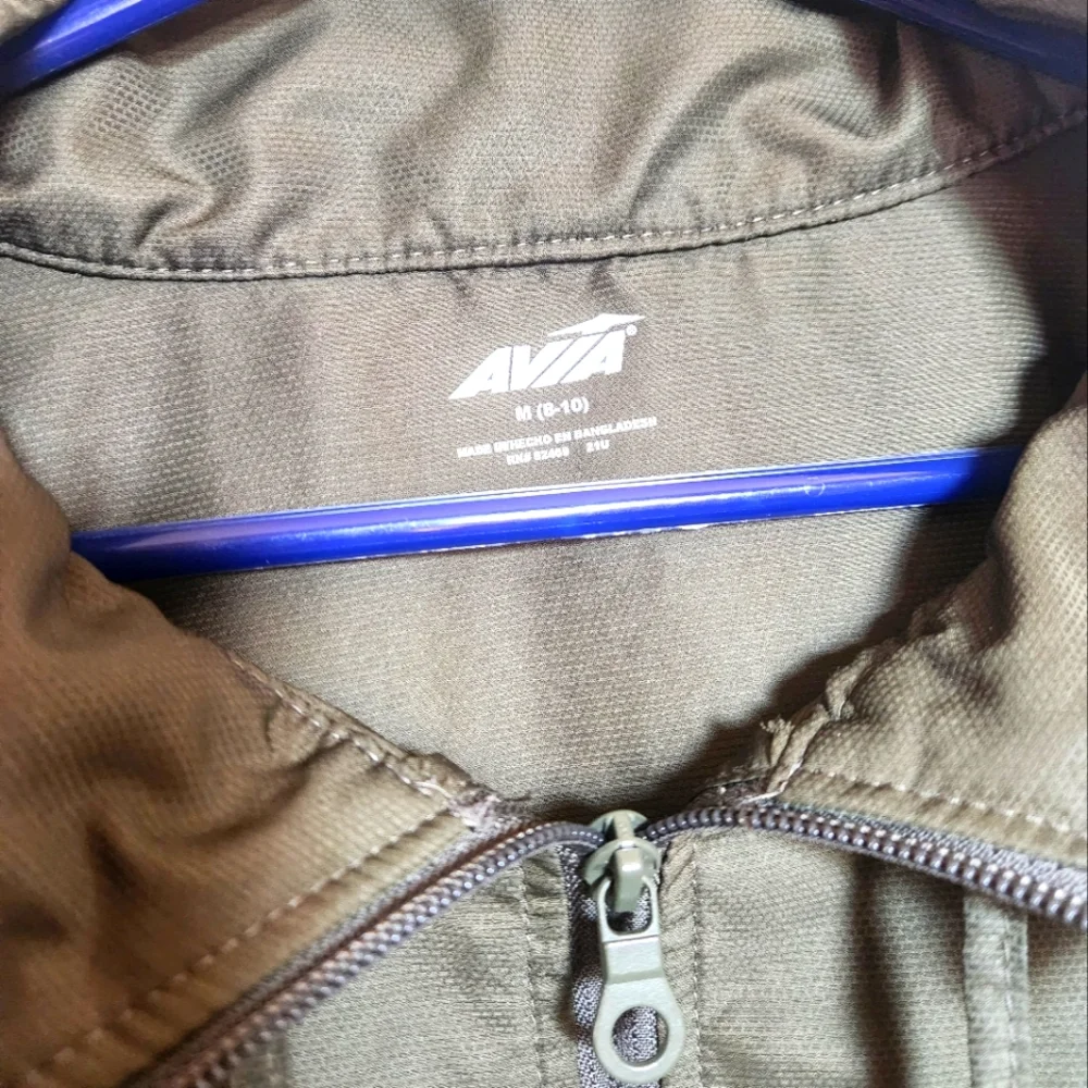 AVIA CROPPED WOMENS PULLOVER WINDBREAKER OLIVE GREEN HOODIE- SIZE MEDIUM - Picture 5 of 10